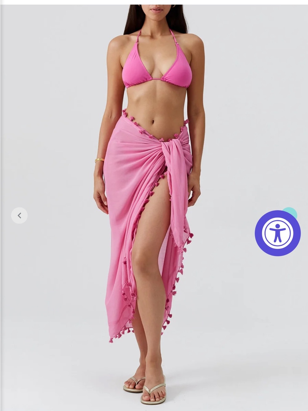 Melissa Odabash Bright Pink Pom-Trim Sheer Beach Sarong
